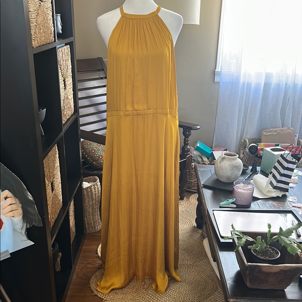 Banana Republic Yellow Halter Maxi Gown